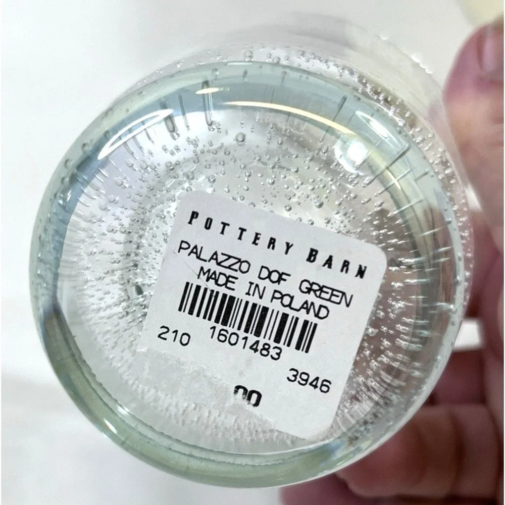 Pottery‎ Barn Palazzo Green Bubble Double Old Fashioned Glasses Set of 2